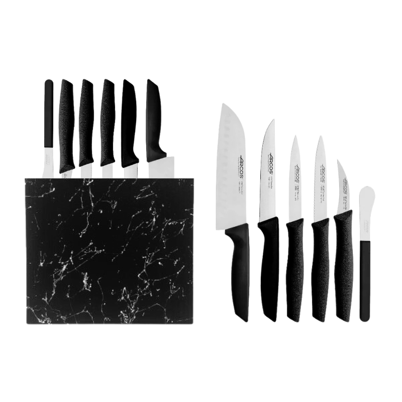 בלוק סכינים Marble כולל סט 6 סכינים למטבח